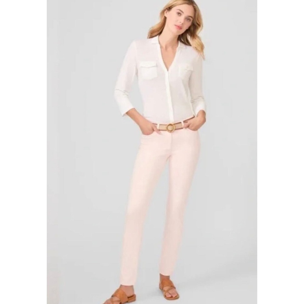 J.McLaughlin Womens Light Pink Straight Leg Denim Jeans Size 12 Pastel Cotton